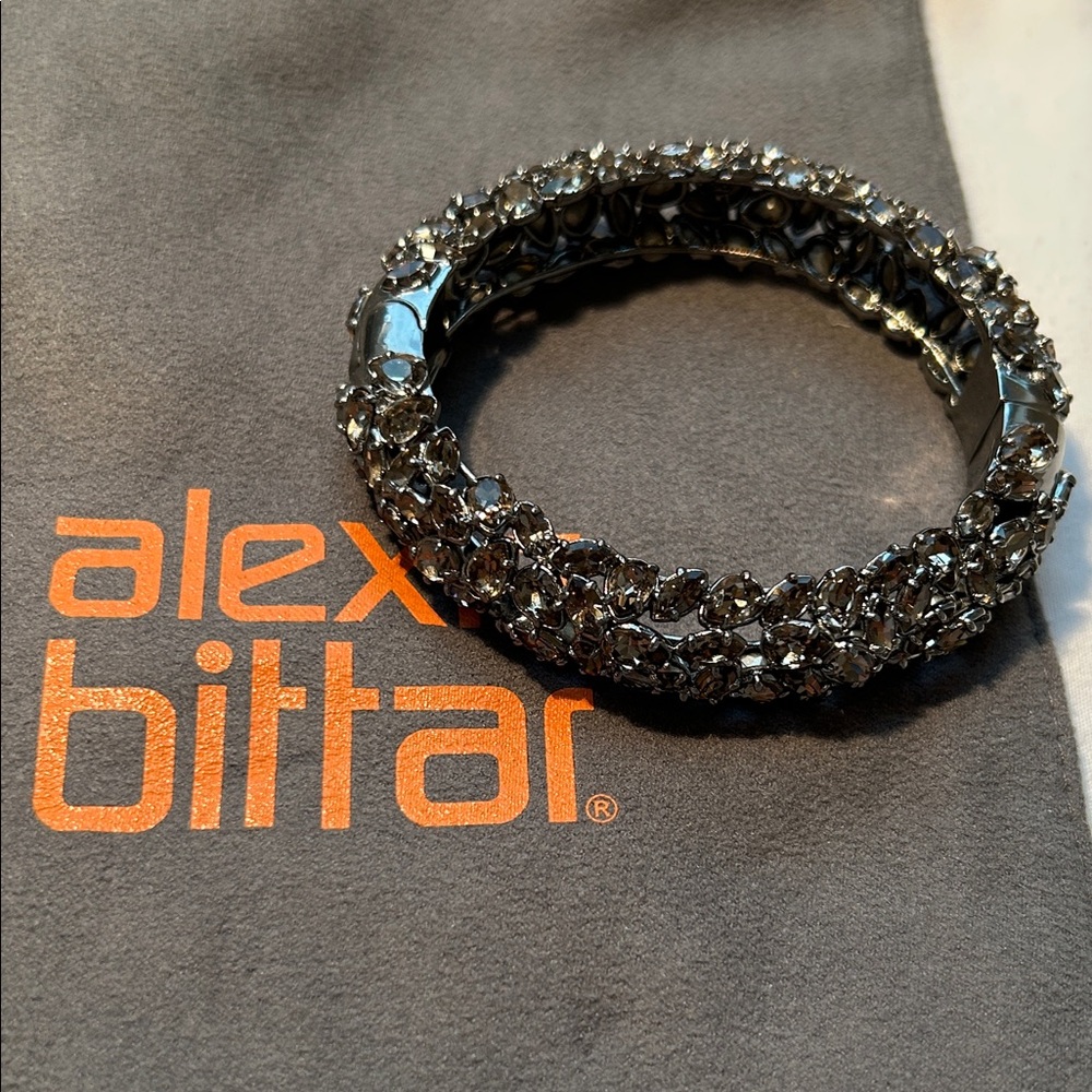 Alexis Bittar Rhinestone Bracelet in Gun Metal Finsih